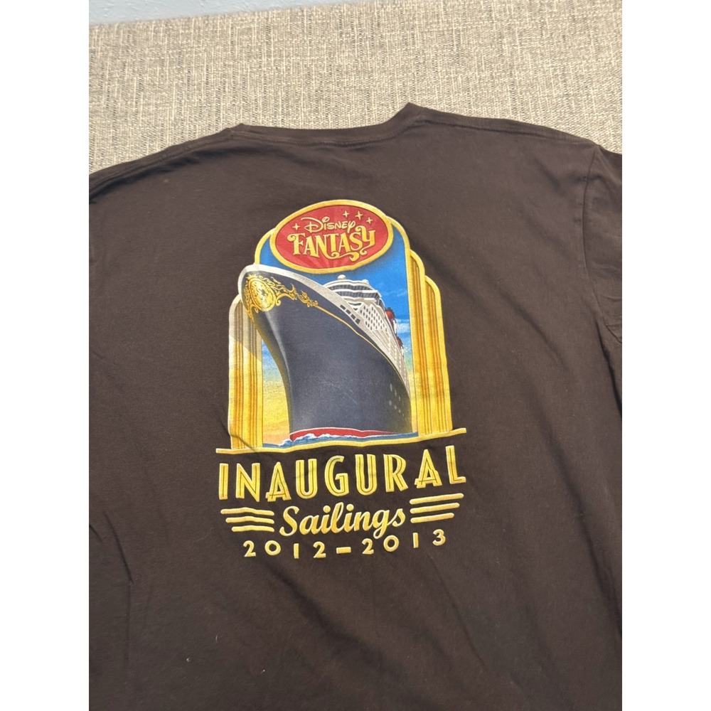 Disney Cruise Line T-Shirt Men's Brown Inaugural Sailing Crew Neck Short Sleeve - Picture 1 of 15